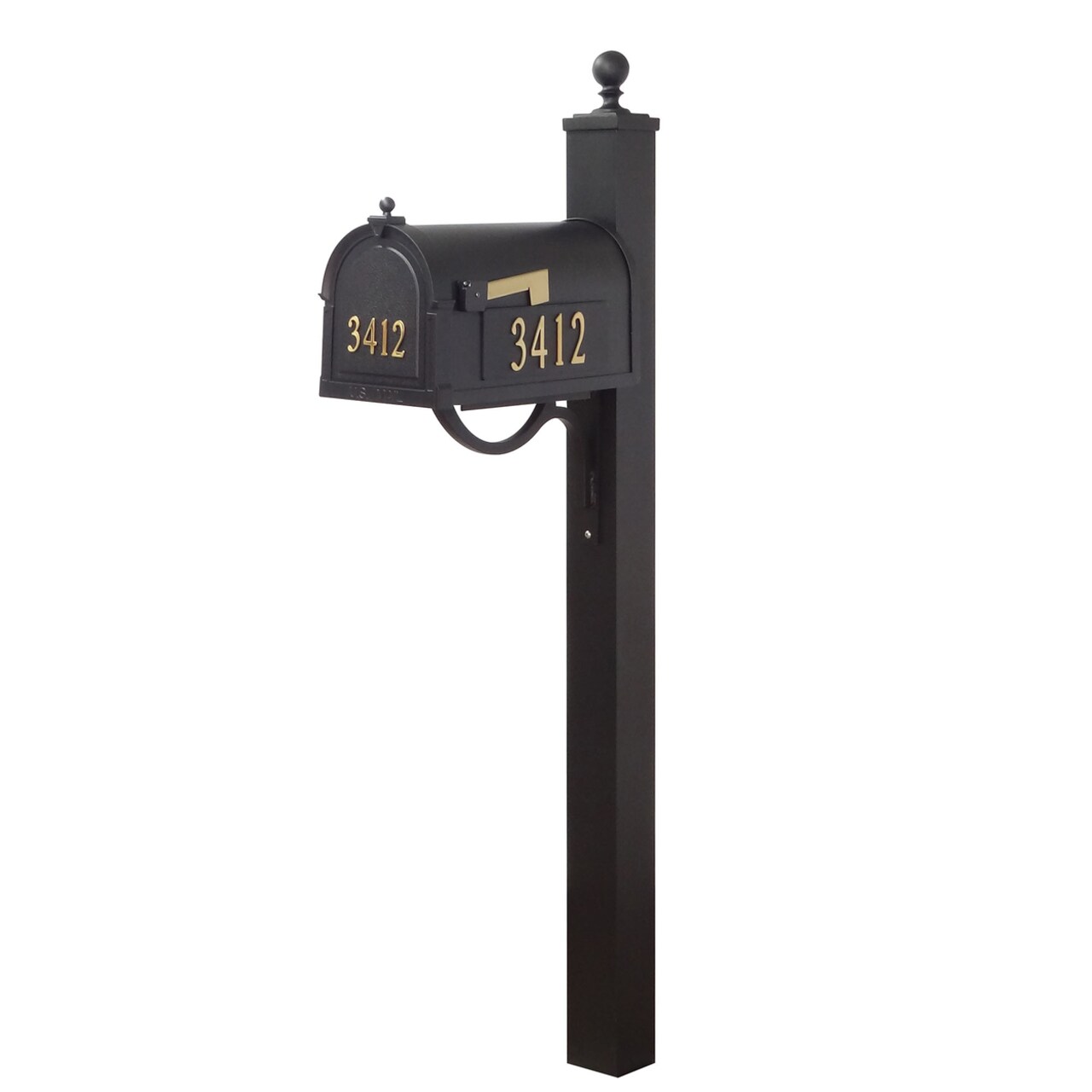 Special Lite Products Berkshire Curbside Mailbox with Front and Side Address Numbers and Springfield Mailbox Post
